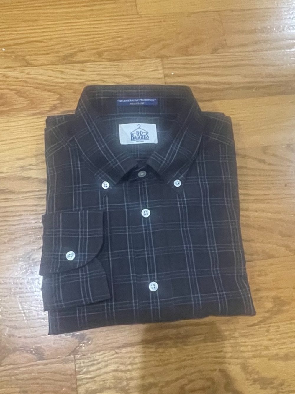 BD Baggies Men's Brown Plaid Cotton Button-Down Shirt Sz L
